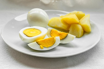 Italian Cuisine Boiled Eggs Broccoli Potatoes Boiled Photo Still Life
