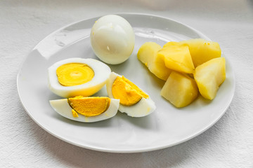 Italian Cuisine Boiled Eggs Broccoli Potatoes Boiled Photo Still Life