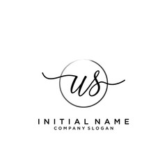 US Initial handwriting logo with circle template