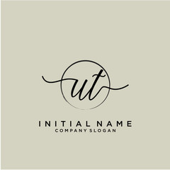 UT Initial handwriting logo with circle template