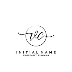 VC Initial handwriting logo with circle template