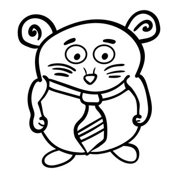 Rodent businessman. Business image. Coloring page, Coloring book. Contour.