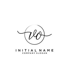 VO Initial handwriting logo with circle template