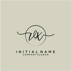 VX Initial handwriting logo with circle template