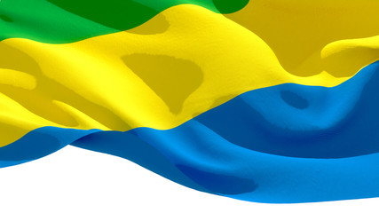 Gabonese Republic waving national flag. 3D illustration