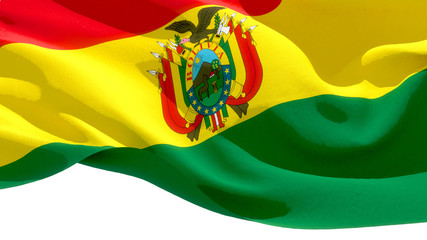 Plurinational State of Bolivia waving national flag. 3D illustration