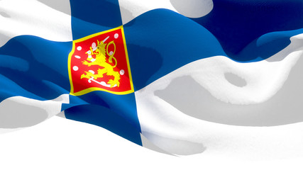 Republic of Finland waving national flag. 3D illustration