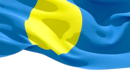 Republic of Palau waving national flag. 3D illustration