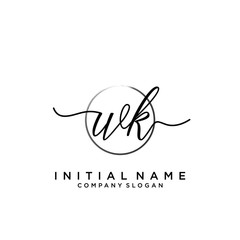 WK Initial handwriting logo with circle template