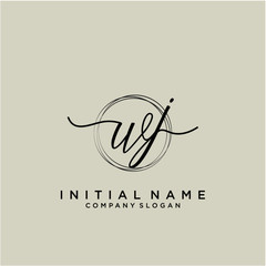 WJ Initial handwriting logo with circle template
