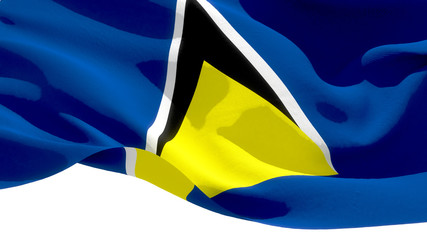 Saint Lucia waving national flag. 3D illustration