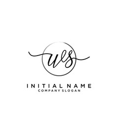 WS Initial handwriting logo with circle template