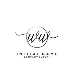 WW Initial handwriting logo with circle template
