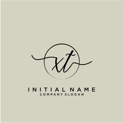 XT Initial handwriting logo with circle template