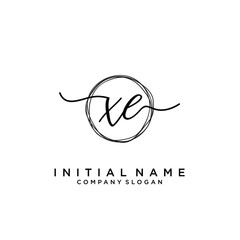 XE Initial handwriting logo with circle template