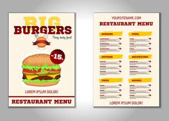 Burger flyer design vector template in A4 size. Brochure and Layout Design. food concept.