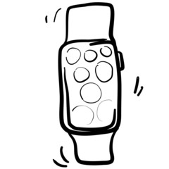 Icon wrist smart watch. Hand-drawn