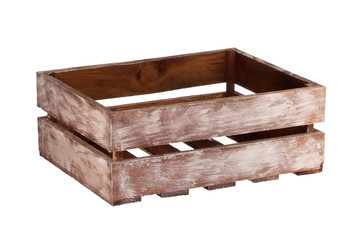 Wooden box on a white background. Storage box.