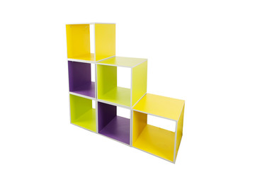 Obraz premium Colored square shelves on a white background