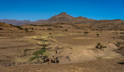 landscape in the highlands of Lalibela, Ethiopia