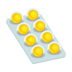 Round yellow pills. Vector illustration on a white background.