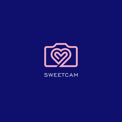 Abstract sweet camera logo design. Love photography icon illustration vector 