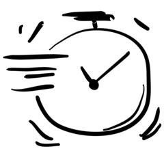 Icon timer, stopwatch. Hand drawn. Briskly. Speed. Sport