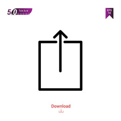 Outline Black upload icon. upload  icon vector isolated on white background. handy-icon-collection. Graphic design, mobile application, logo, user interface. EPS 10 format vector