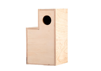 Wooden birdhouse on a white background