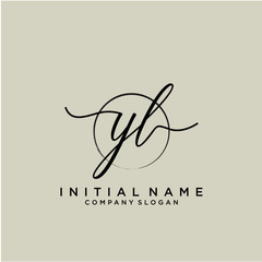 YL Initial handwriting logo with circle template