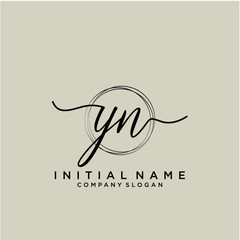 YN Initial handwriting logo with circle template