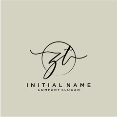 ZT Initial handwriting logo with circle template
