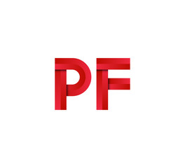 Initial two letter red 3D logo vector PF