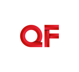 Initial two letter red 3D logo vector QF