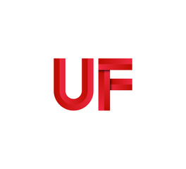 Initial two letter red 3D logo vector UF