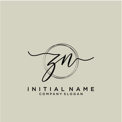 ZN Initial handwriting logo with circle template