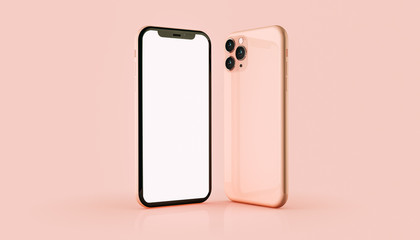 Smartphone mockup isolated on pink background