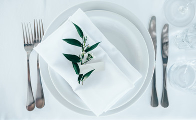 Beautiful table setting for wedding celebration