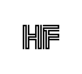 Initial two letter black line shape logo vector HF