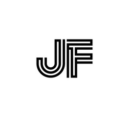 Initial two letter black line shape logo vector JF