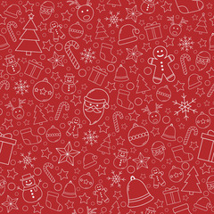 Beautiful Xmas pattern with ornaments. Christmas wrapping paper concept. Vector