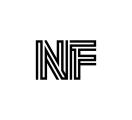 Initial two letter black line shape logo vector NF