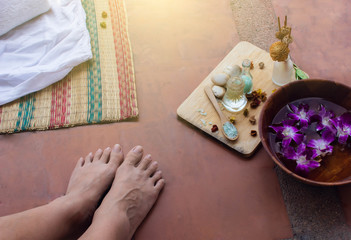 Obraz na płótnie Canvas Materials for spa for foot massage