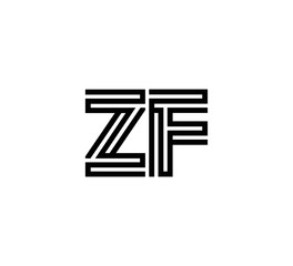 Initial two letter black line shape logo vector ZF