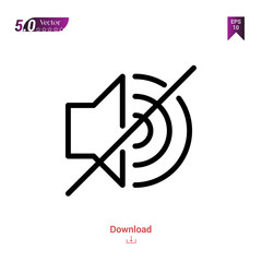 Outline Black muted icon. muted icon vector isolated on white background. web-navigation-line-craft. Graphic design, mobile application, logo, user interface. EPS 10 format vector