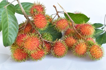 Ripe red rambutan isolated on a white background