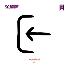 Outline Black left-arrow icon vector isolated on white background. handy-icon-collection. Graphic design, mobile application, logo, user interface. EPS 10 format vector