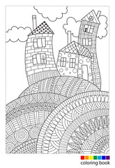 Coloring page. Fairy houses.