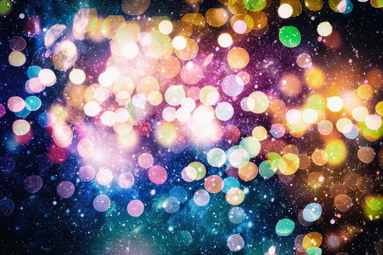 Abstract Background Of Blurred Yellow Lights With Bokeh Effect, New Year