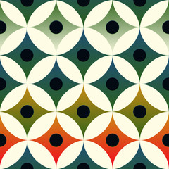 retro diamond circles pattern green orange